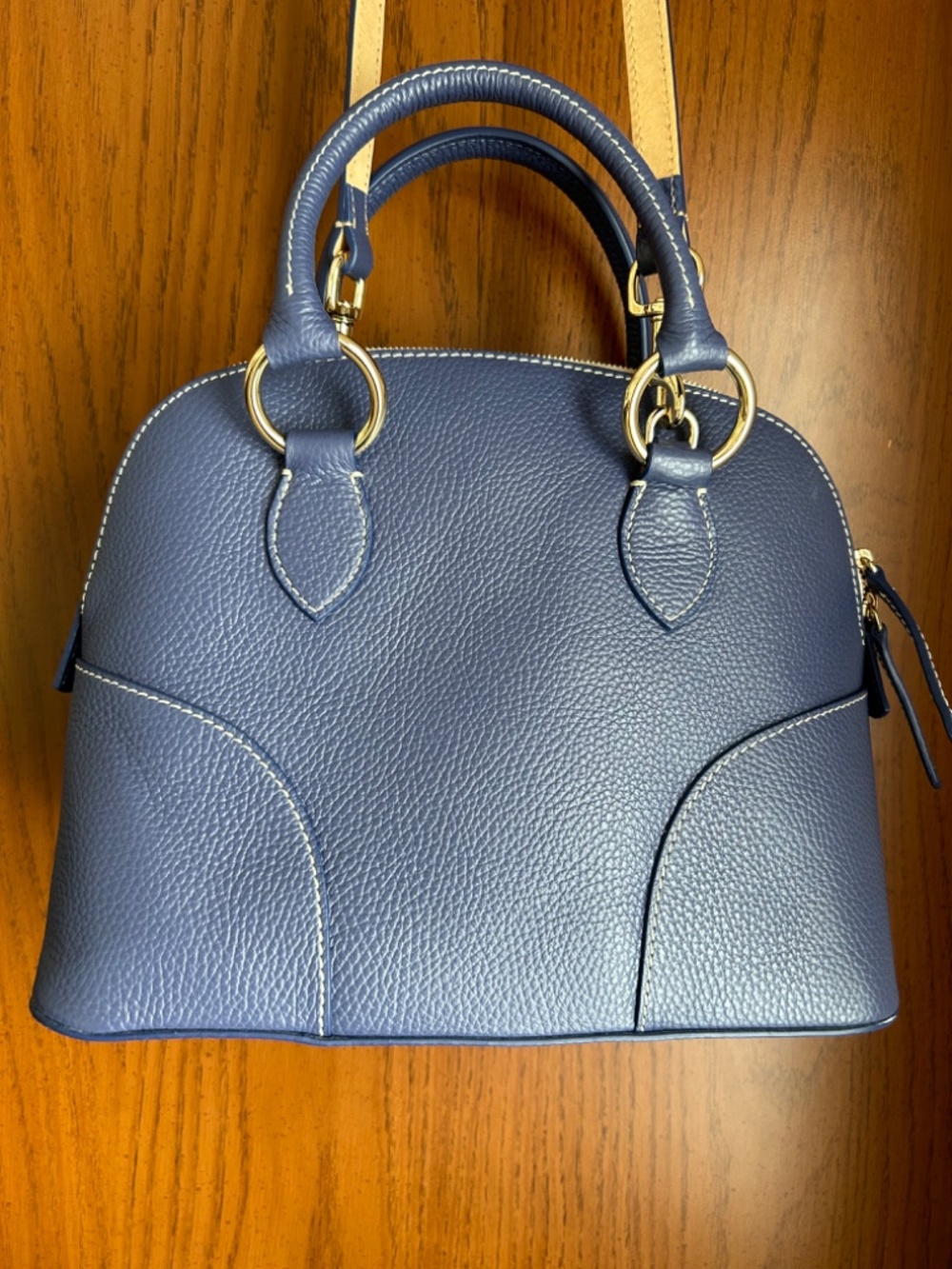 Dooney & Bourke Lucca Pebble Leather Satchel with Crossbody Strap Marine Blue - Picture 2 of 12